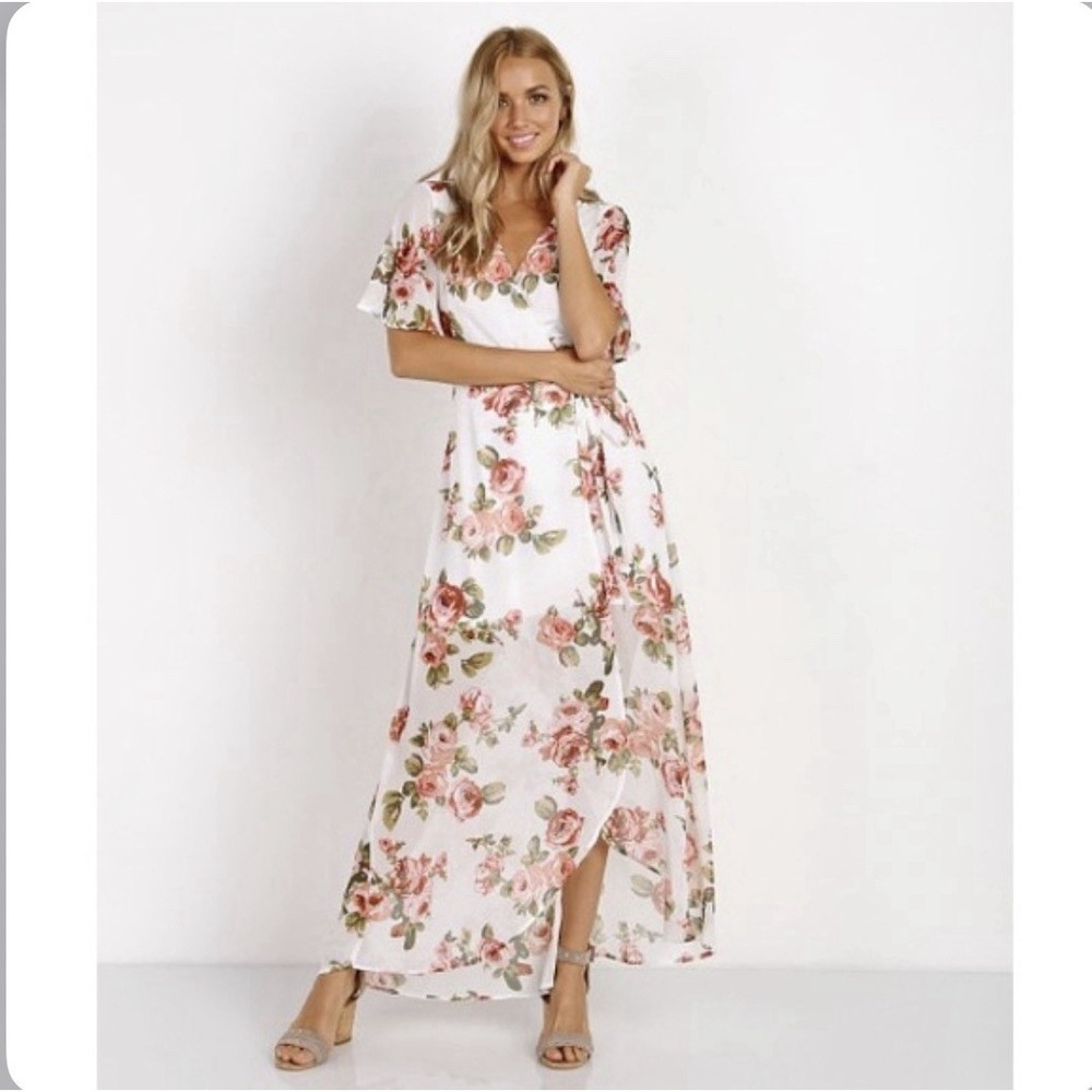 Show Me Your Mumu‎ Large Marianne Wrap Maxi Floral Dress in Rosie Posie Romantic
